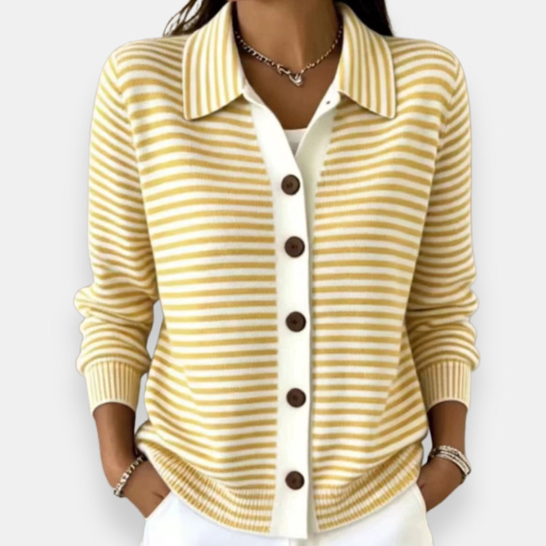 Nola — Striped Button Cardigan