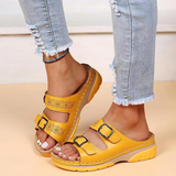 Irene — Double-Buckle Cork-Footbed Slides
