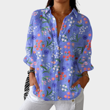 Iara — Blusa Azul Pervinca com Florzinhas