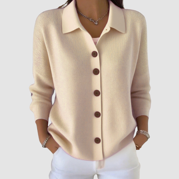 Riah — Button-Up Knit Cardigan (Apricot)