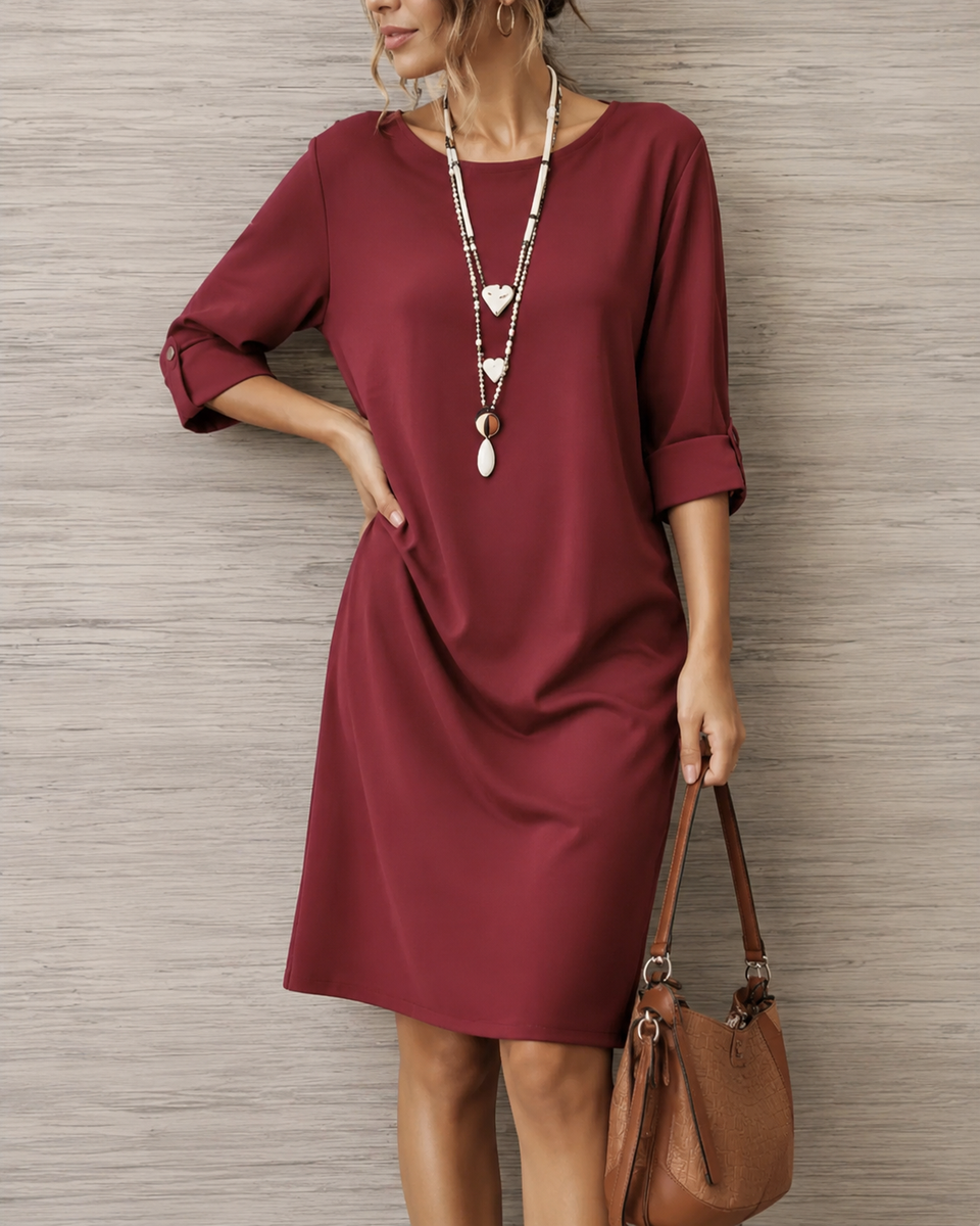 Odette Midi Dress in Wine Red