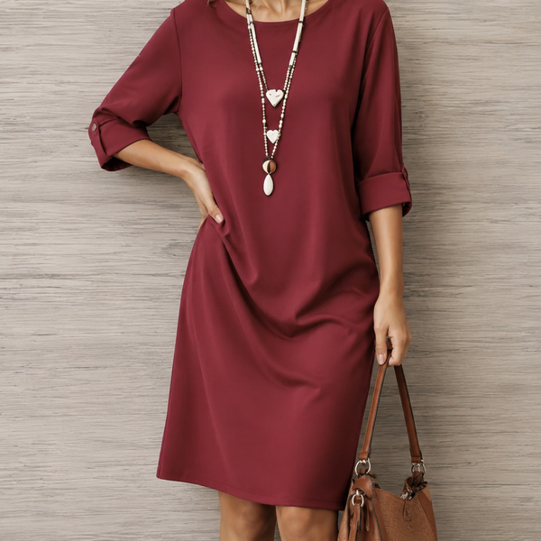 Odette Midi Dress in Wine Red