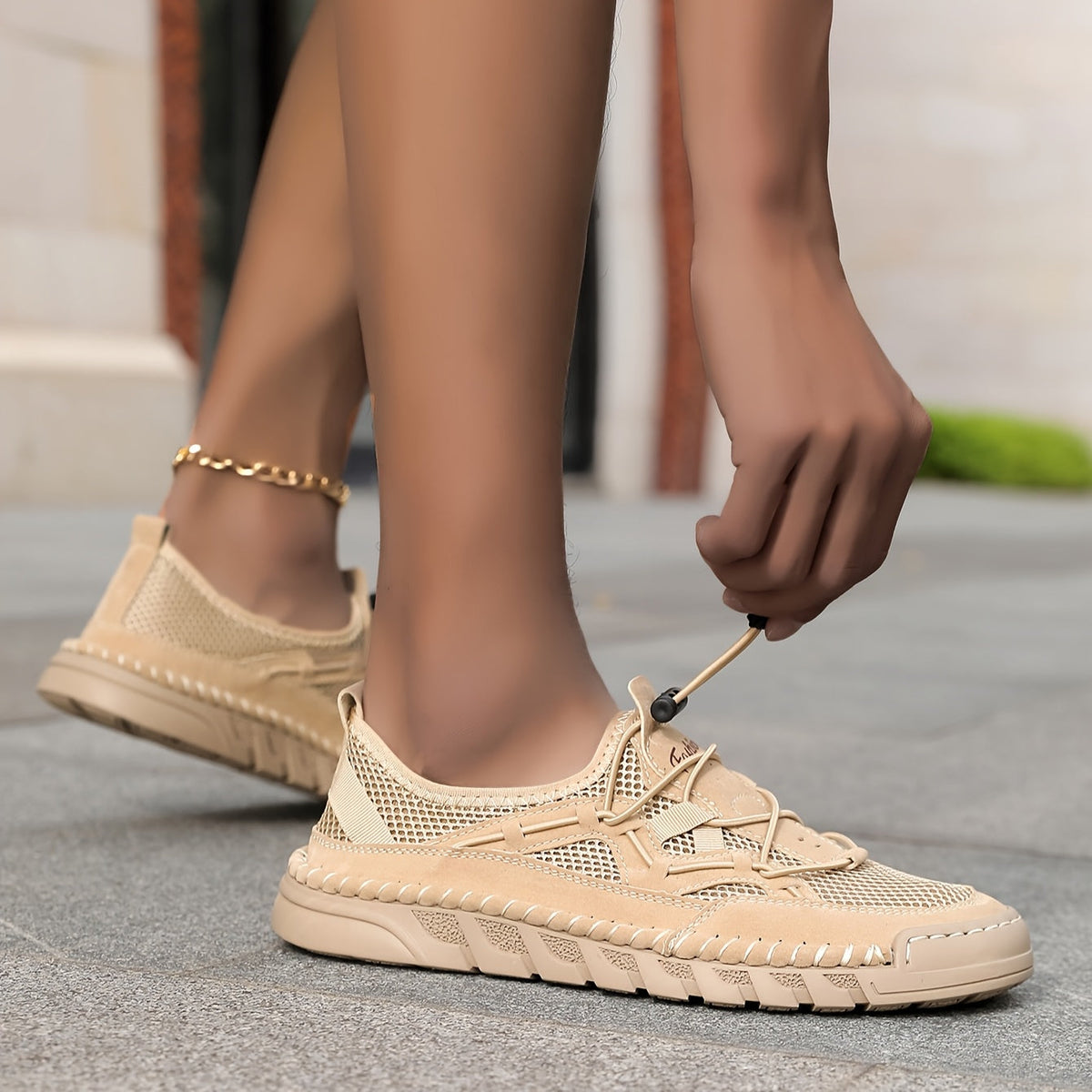 Hollis — Bungee-Lace Mesh Comfort Sneakers