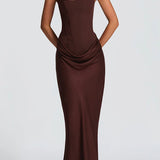 Leonor Square Neck Maxi Dress - Brown