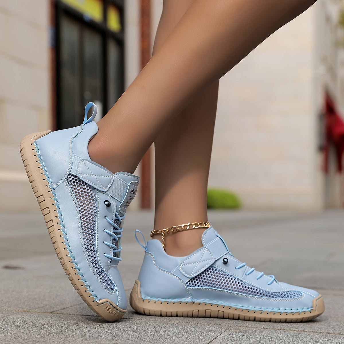 Eilis — Velcro-Strap Mesh Comfort Sneakers