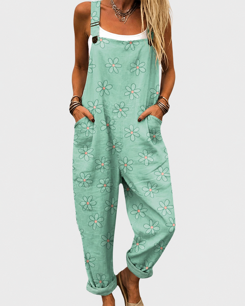 Matilda — Mint Green Floral Overalls