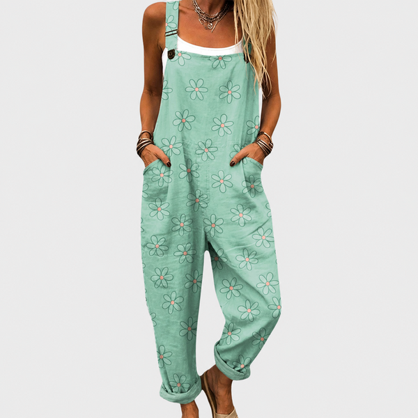 Matilda — Mint Green Floral Overalls