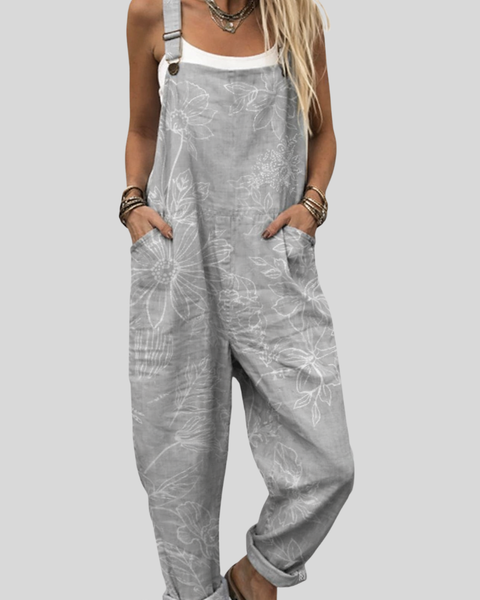 Kimberly — Light Grey Washed Overalls