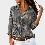 Tereza — Blusa Paisley Azul e Bege