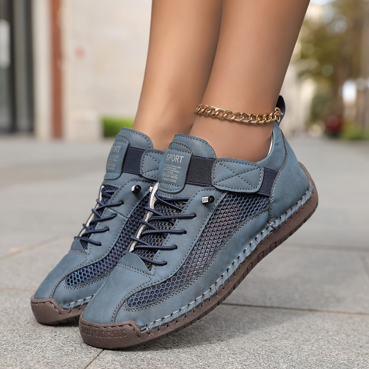 Eilis — Velcro-Strap Mesh Comfort Sneakers