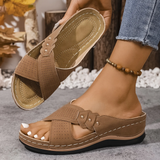 Dulce — Cross-Strap Wedge Comfort Sandals