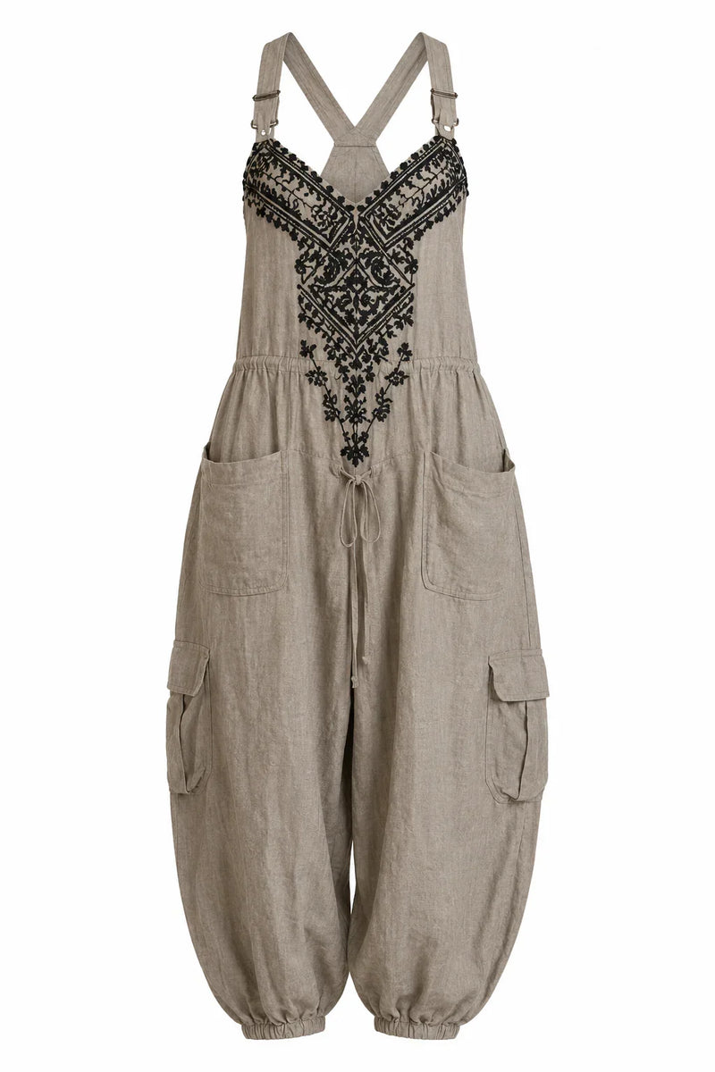 Aaltje — Relaxed Boho Jumpsuit with Contrast Detail and Pockets