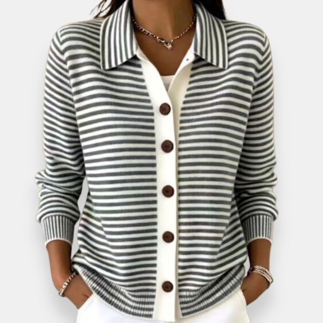 Nola — Striped Button Cardigan