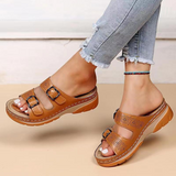 Irene — Double-Buckle Cork-Footbed Slides