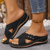 Dulce — Cross-Strap Wedge Comfort Sandals