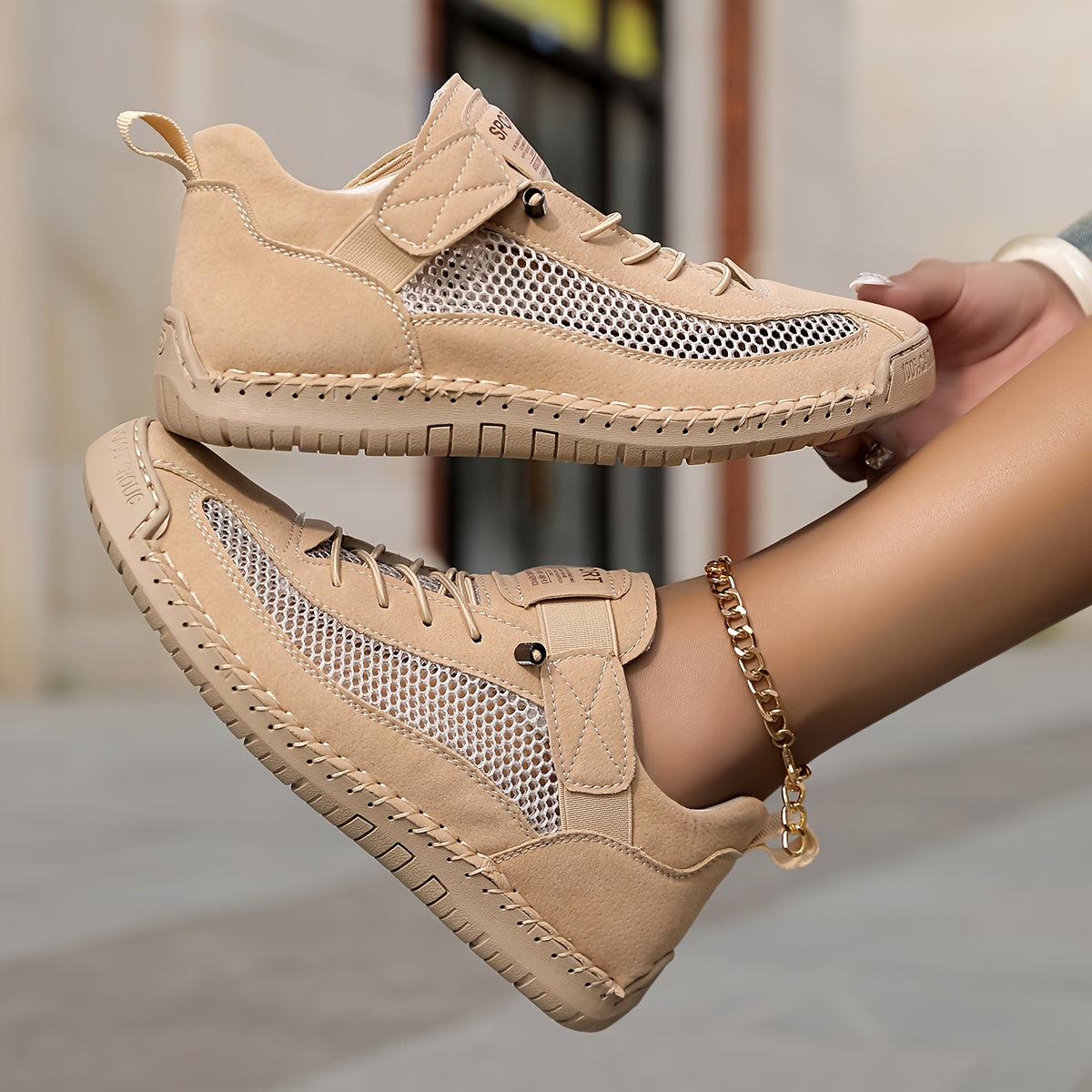 Eilis — Velcro-Strap Mesh Comfort Sneakers