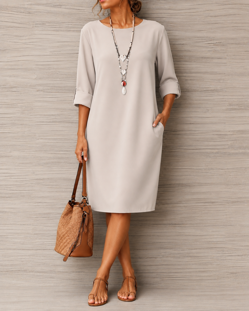 Odette Midi Dress in Off-White