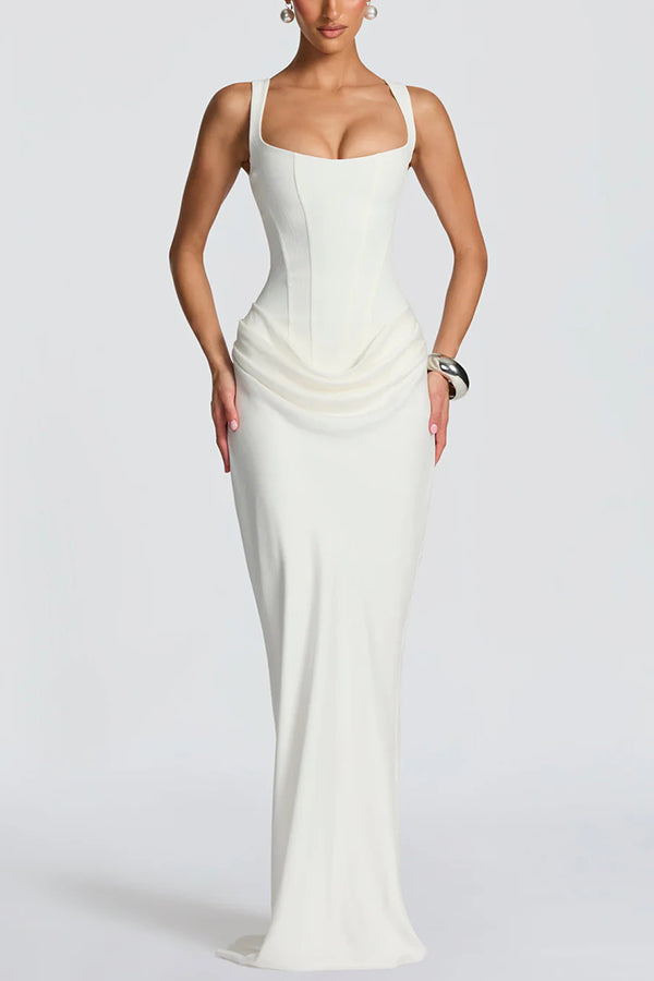 Leonor Square Neck Maxi Dress - White