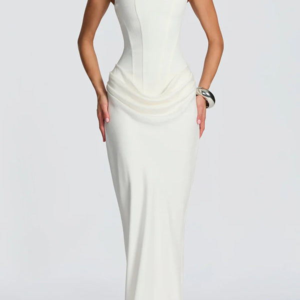 Leonor Square Neck Maxi Dress - White