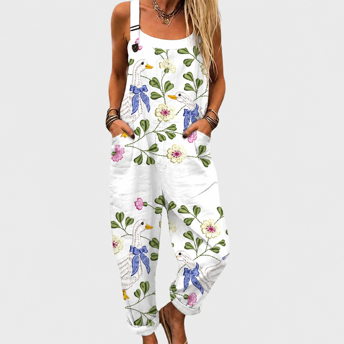 Saffron — Floral Ribbon Overalls