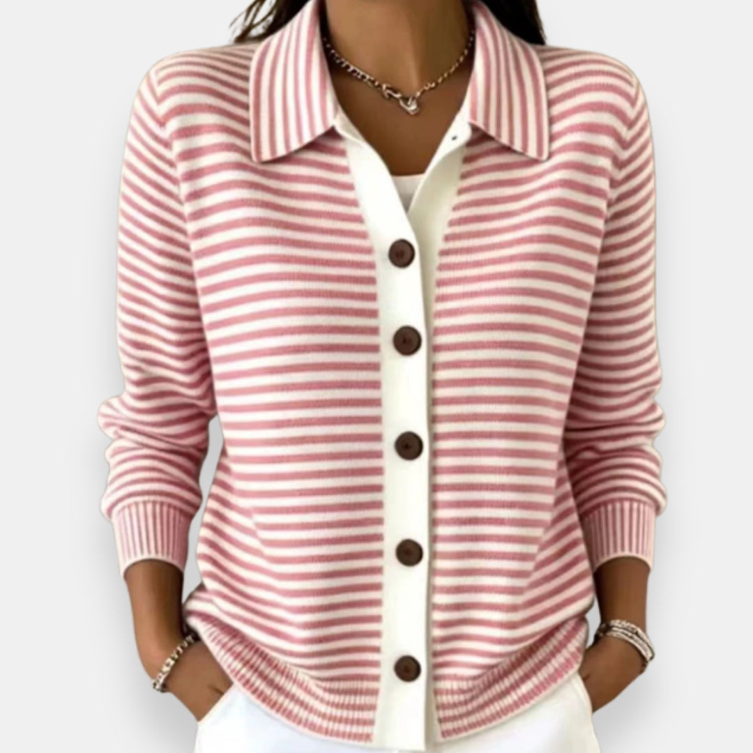 Nola — Striped Button Cardigan