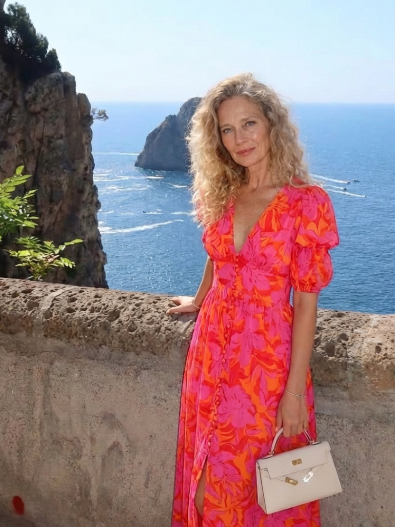 Francine — Floral Puff-Sleeve Midi Dress