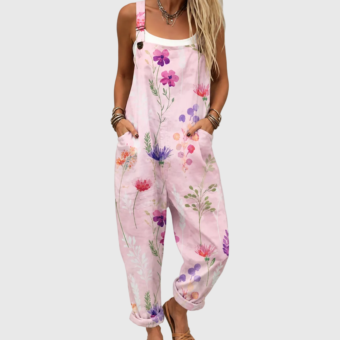 Gwen — Pink Wildflower Overalls