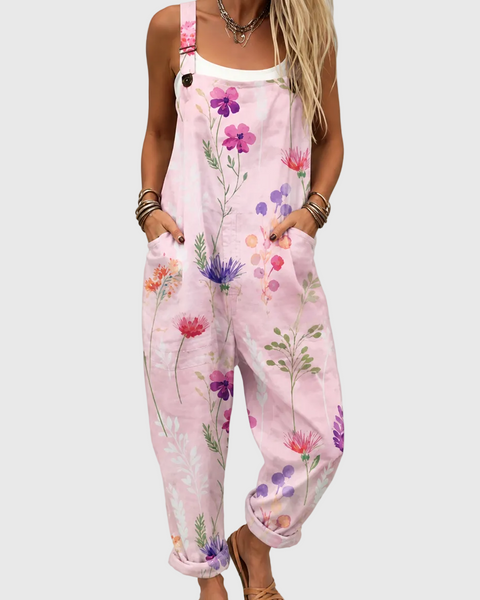 Gwen — Pink Wildflower Overalls