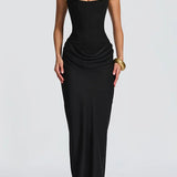 Leonor Square Neck Maxi Dress - Black