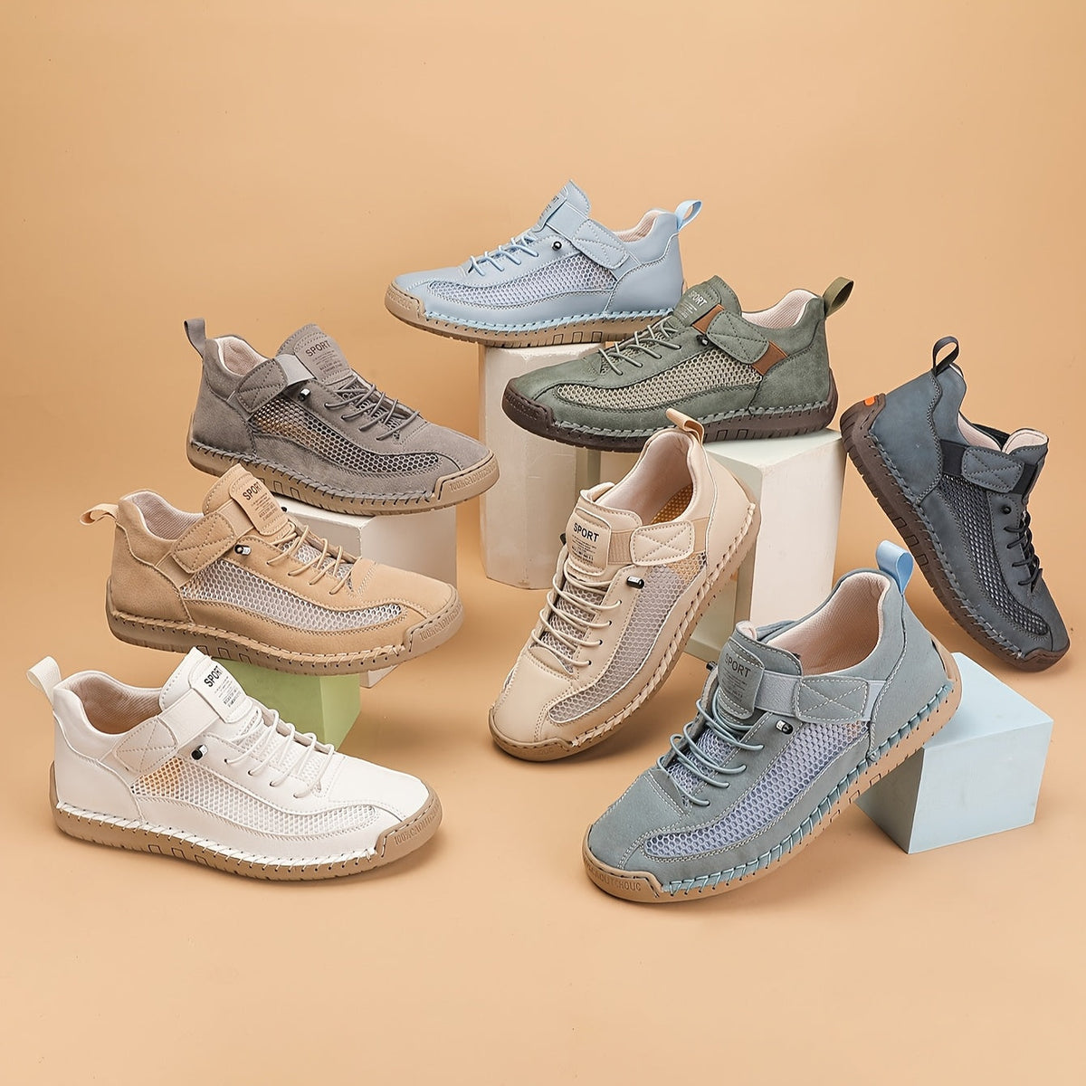 Eilis — Velcro-Strap Mesh Comfort Sneakers