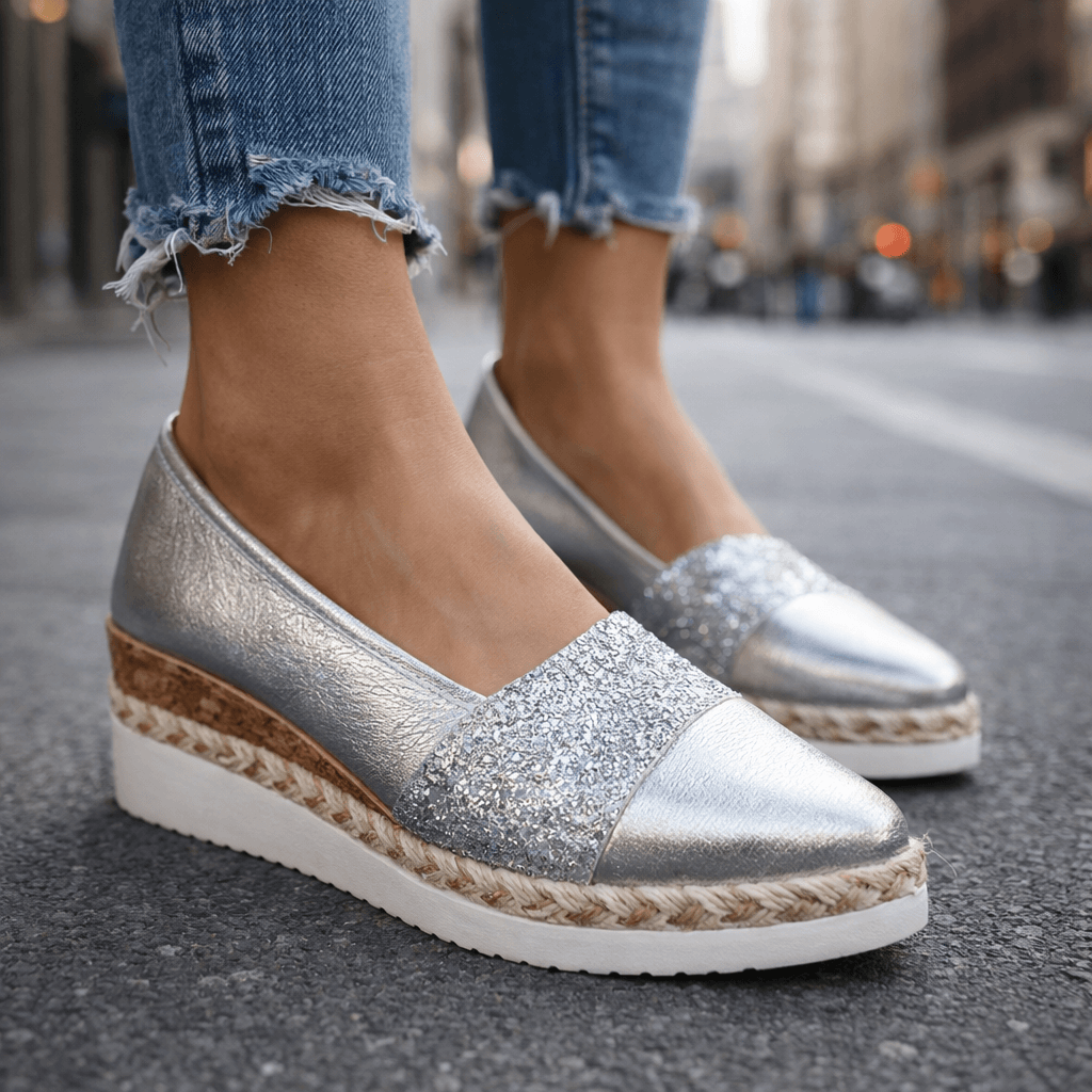 Candela — Glitter-Accent Wedge Shoes