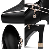 Kaori — T-Bar Platform Court Shoes with Jewel Charm and Crystal Heel