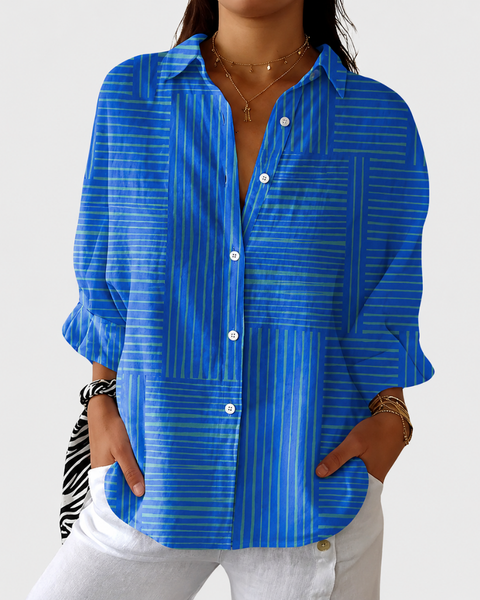 Rafaela — Blusa Listrada Azul Cobalto