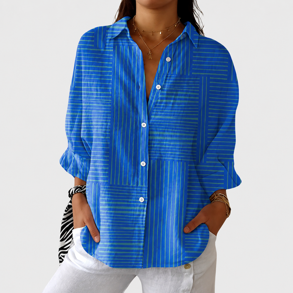 Rafaela — Blusa Listrada Azul Cobalto