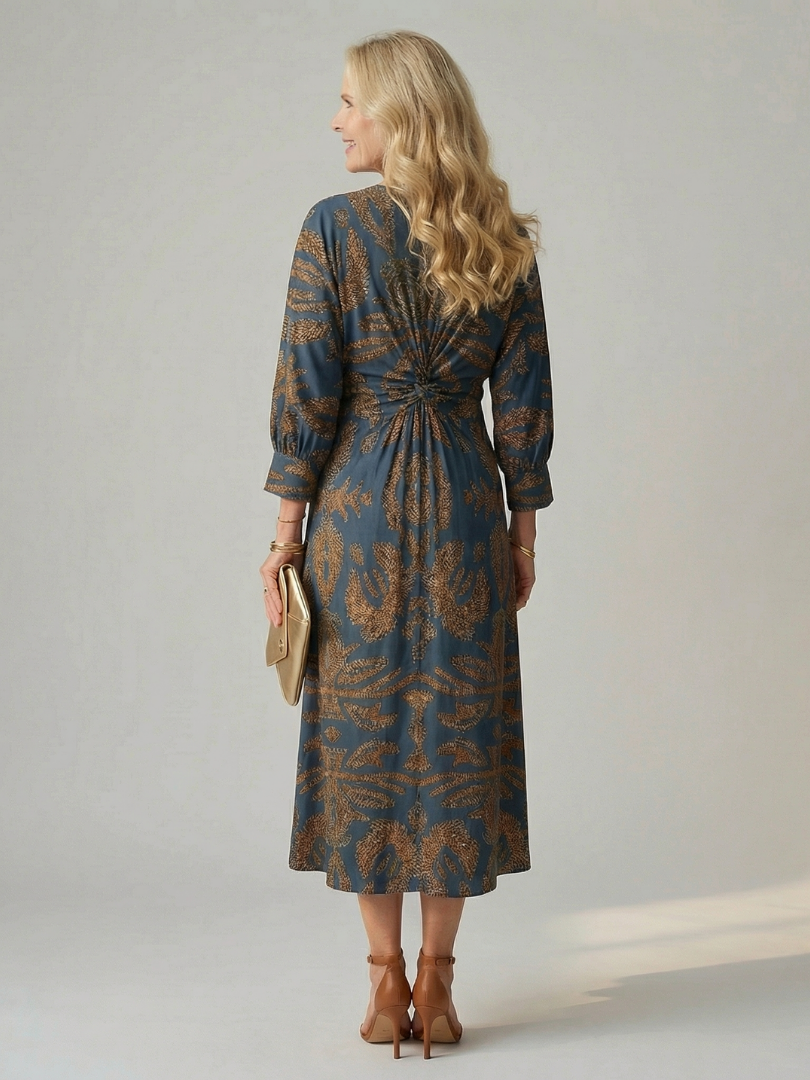 Cordelia — Twist-Front Wrap Midi Dress