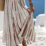 Isaline — Tie-Dye Stripe Maxi Dress with V-Neck and Thin Straps