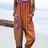 Natasha — Orange and Violet Stripe Overalls