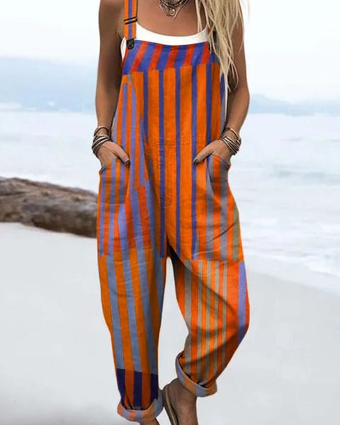 Natasha — Orange and Violet Stripe Overalls