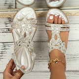 Rhona — Crystal-Detail Slingback Flat Sandals