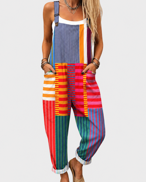 Posie — Striped Colour Block Overalls