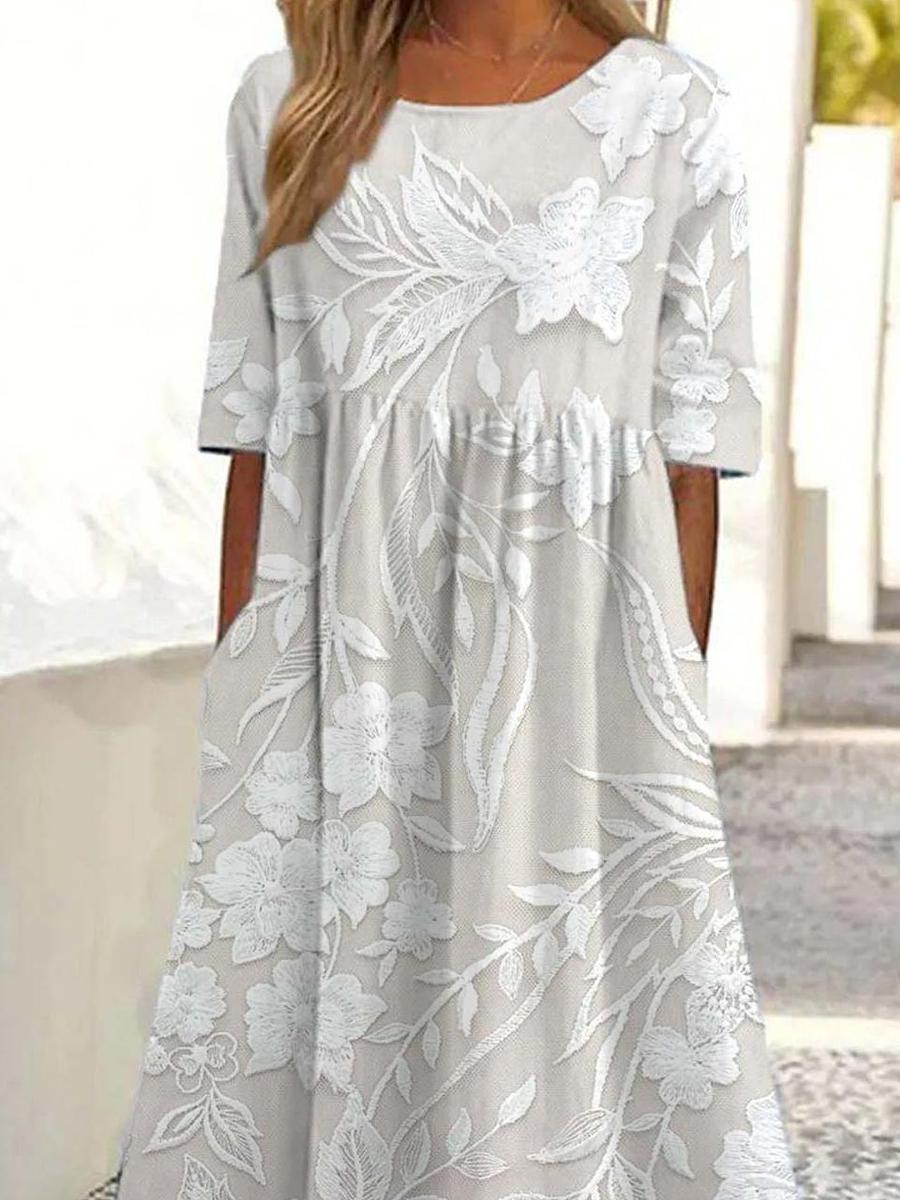 Delilah — Vestido Midi Clássico Tom sobre Tom — foto 2