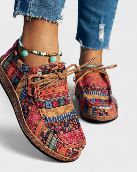 Elaine — Printed Lace-Up Comfort Shoes
