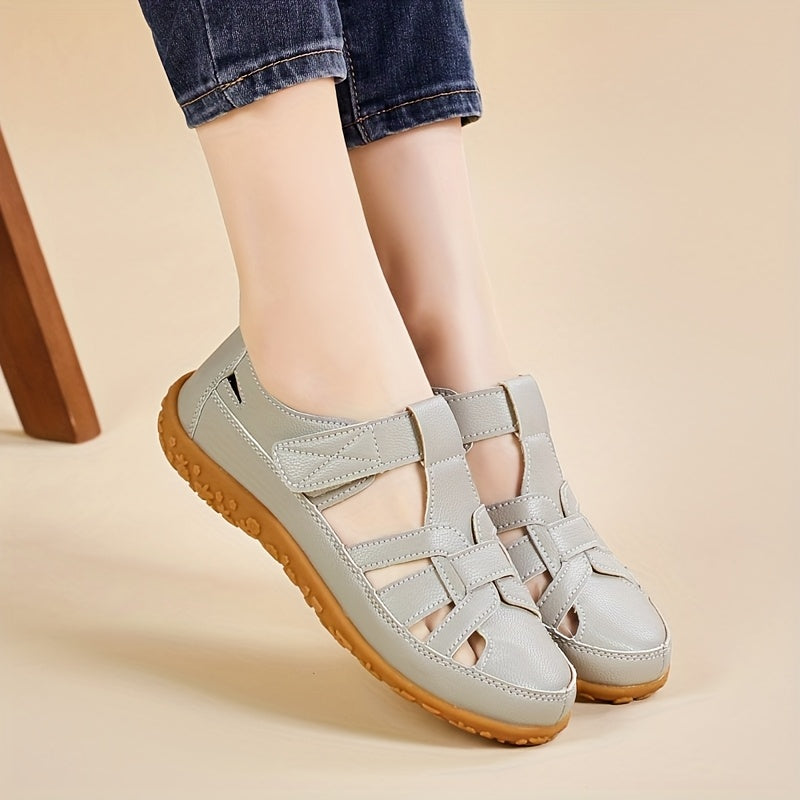 Hilda — Closed-Toe Woven Strap Comfort Sandals