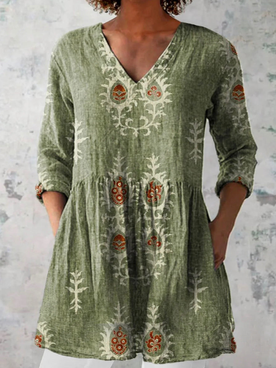 Aphra — Sage Green Folk Motif
