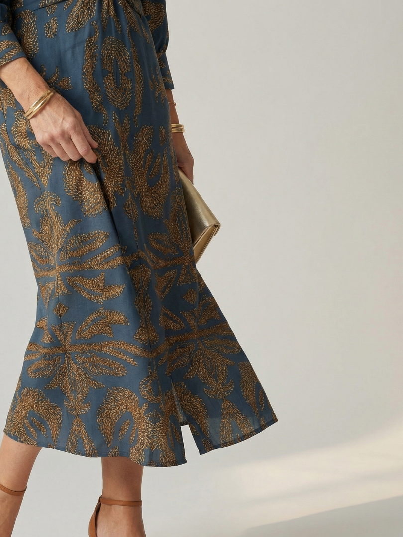 Cordelia — Twist-Front Wrap Midi Dress