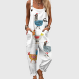 Kezia — Happy Chicken Print Overalls