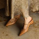 Inara — Pointed Strap Wedge Mules