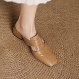 Brianna — Crinkle Square-Toe Block-Heel Mules