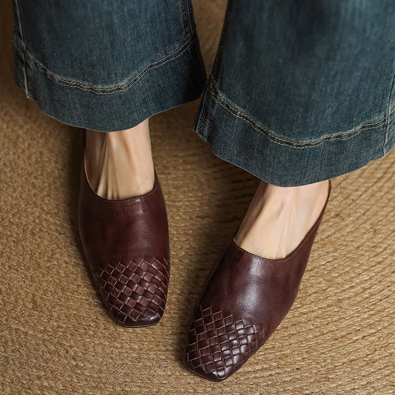 Xanthia — Woven-Toe Flat Mules
