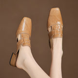 Brianna — Crinkle Square-Toe Block-Heel Mules